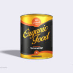 Front View of Modern Packaging Tin Can Mockup