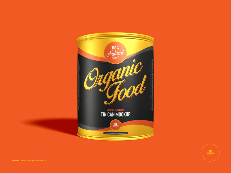 Front View of Modern Packaging Tin Can Mockup