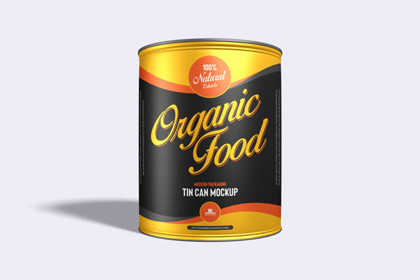 Front View of Modern Packaging Tin Can Mockup
