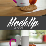 Front View of Mug Mockup on Wooden Table