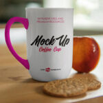 Front View of Mug Mockup on Wooden Table
