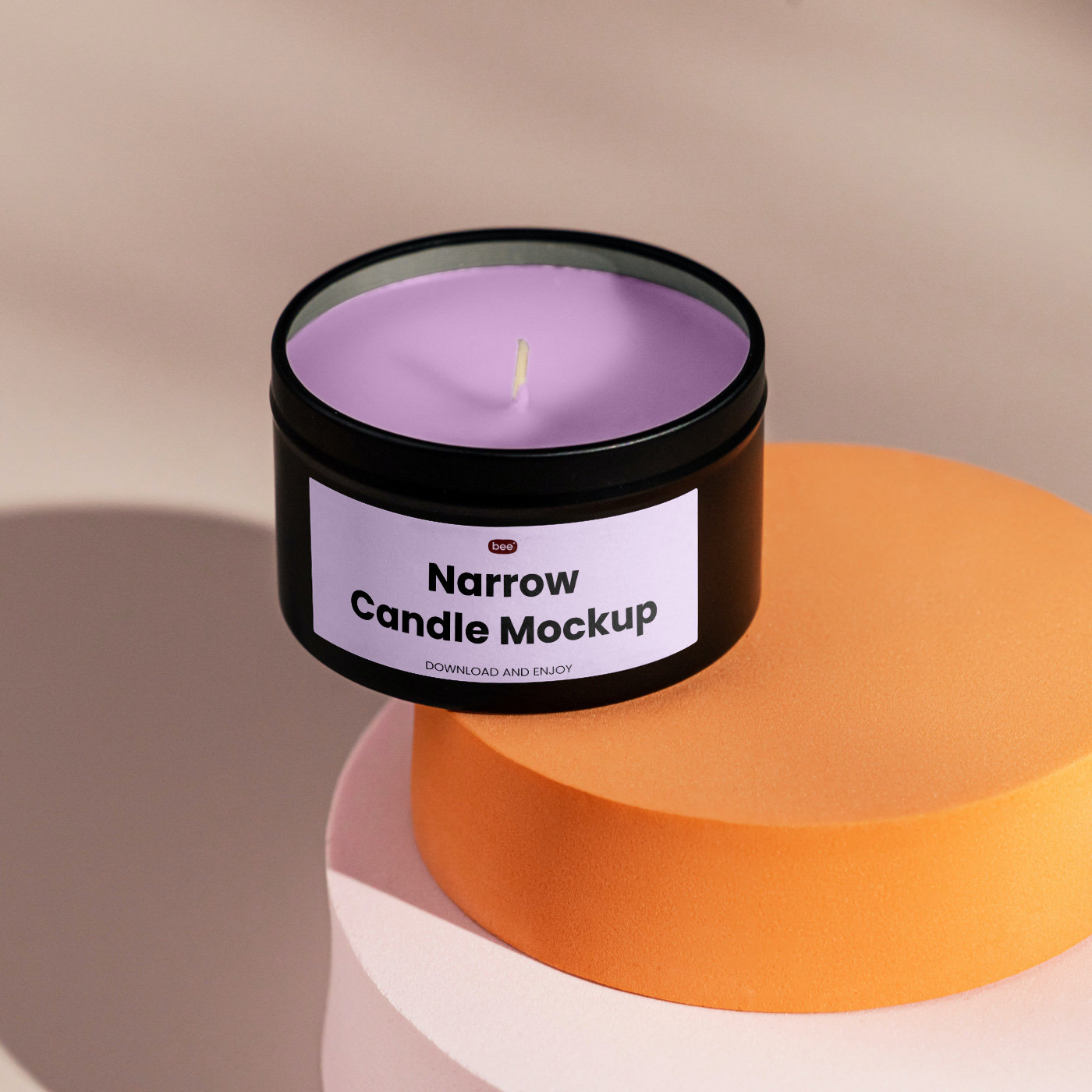 Front View of Narrow Rounded Candle Mockup FREE PSD