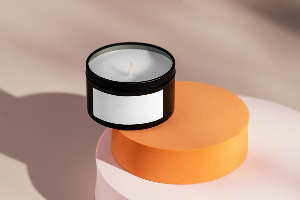 Front View of Narrow Rounded Candle Mockup