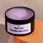 Front View of Narrow Rounded Candle Mockup