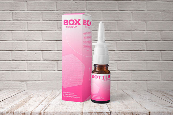 Front View of Nasal Spray Bottle Mockup