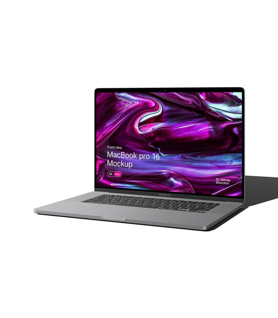 Front View of Open MacBook Pro 16 Mockup