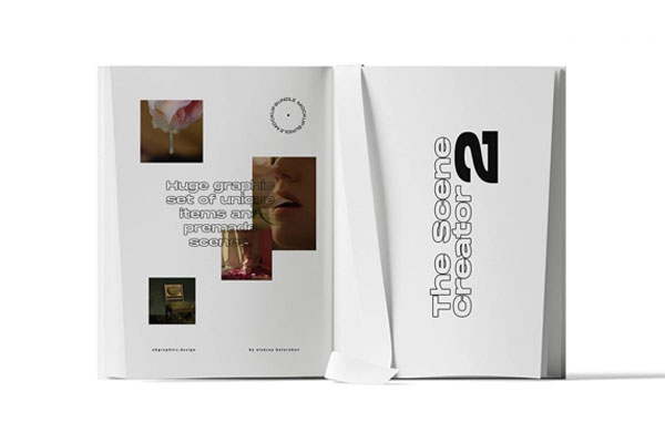 Front View of Open Magazine Mockup with Bookmark