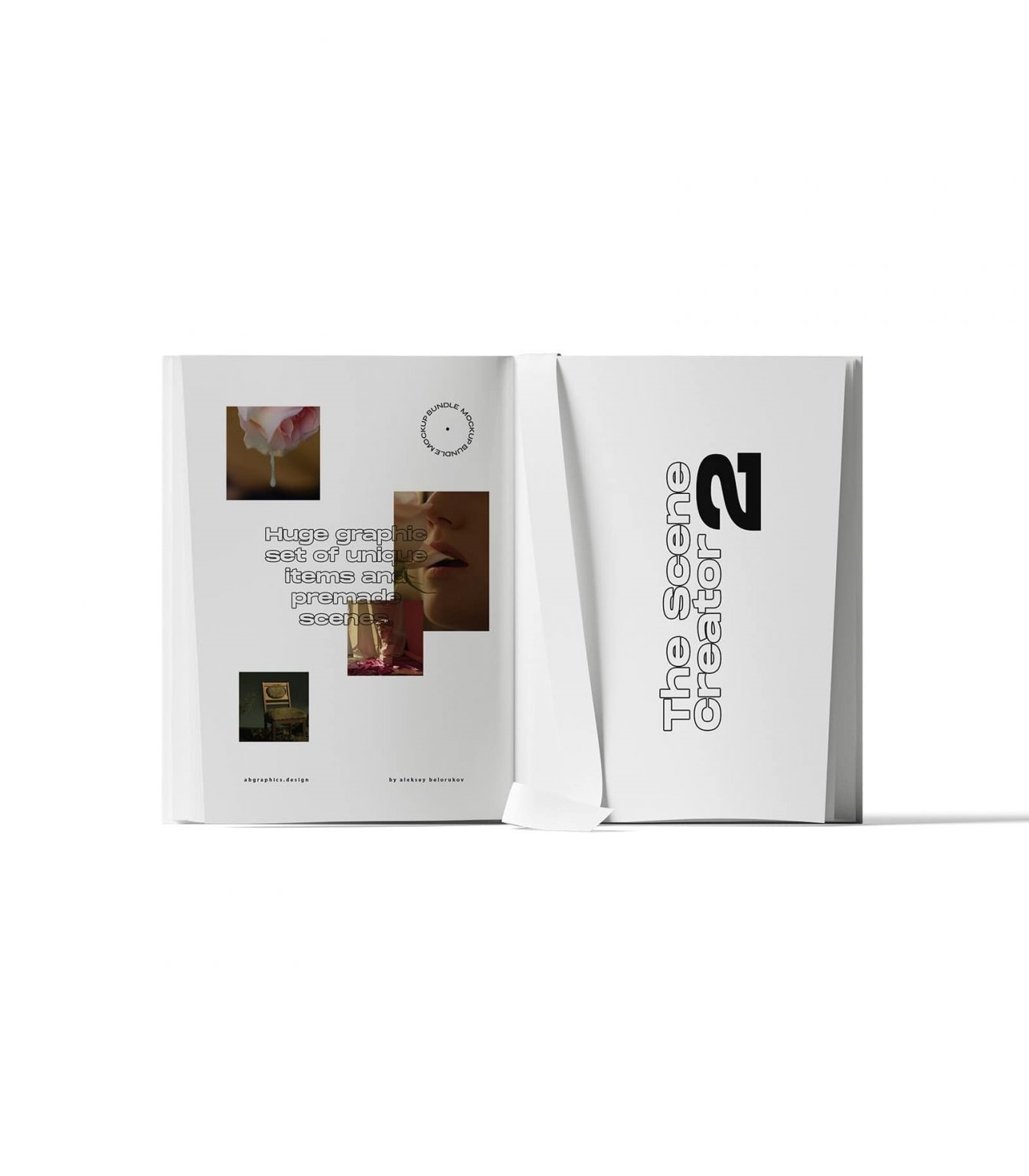 Front View of Open Magazine Mockup with Bookmark FREE PSD
