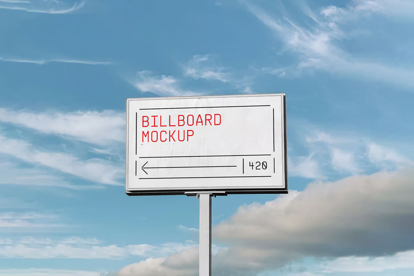 Free Front View of Outdoor Billboard Mockup PSD Template