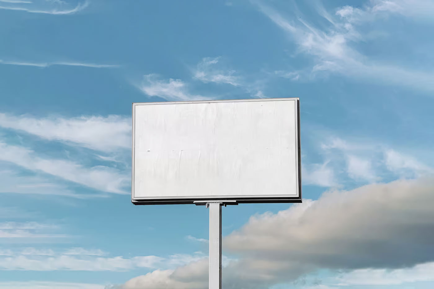 Free Front View of Outdoor Billboard Mockup PSD Template