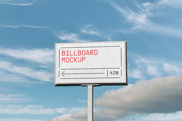 Front View of Outdoor Billboard Mockup