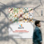 Front View of Outdoor Wall Mounted Vertical Banner Mockup