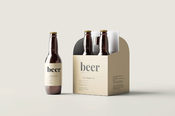 Front View of Pack of Beer Bottles Mockup