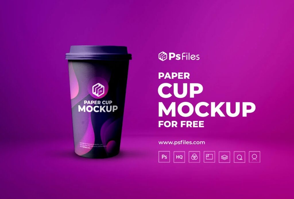 Front View of Paper Coffee Cup Mockup