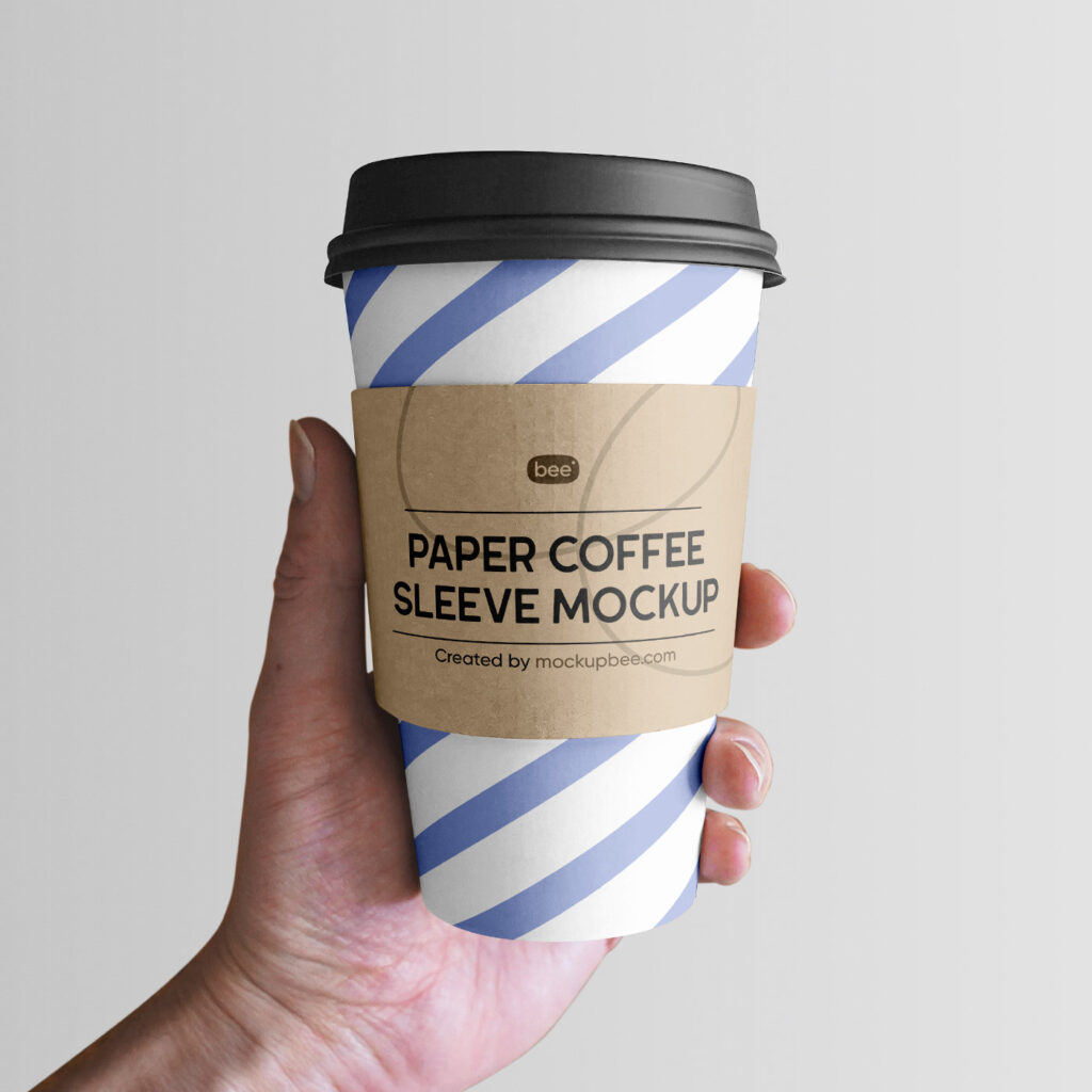 Front View of Paper Cup Mockup with Sleeve
