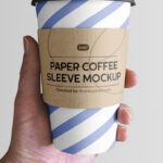 Front View of Paper Cup Mockup with Sleeve
