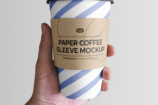 Front View of Paper Cup Mockup with Sleeve