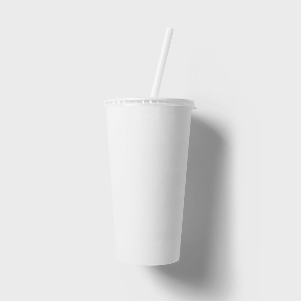 Front View of Paper Cup With Straw Mockup