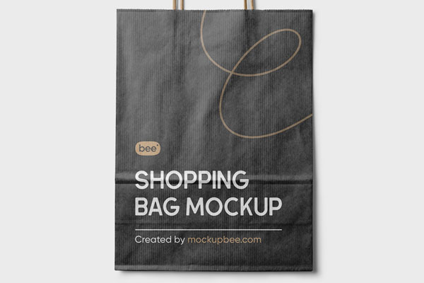 Front View of Paper Shopping Bag Mockup