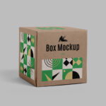 Front View of Paper Square Box Mockup