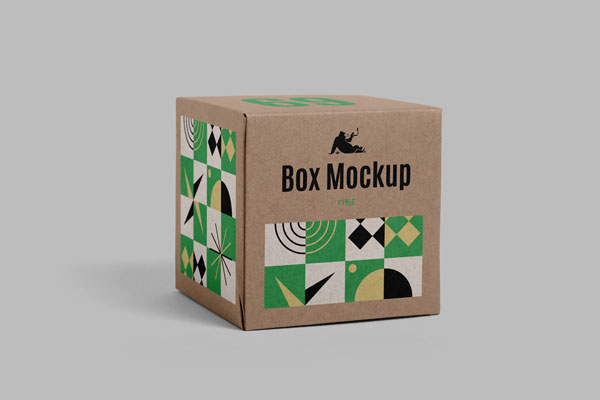 Front View of Paper Square Box Mockup
