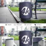 Front View of Park-style Trash Can Mockup