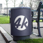 Front View of Park-style Trash Can Mockup