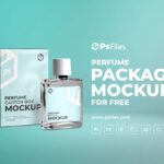 Front View of Perfume Bottle and Packaging Box Mockup