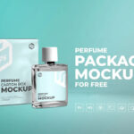 Front View of Perfume Bottle and Packaging Box Mockup