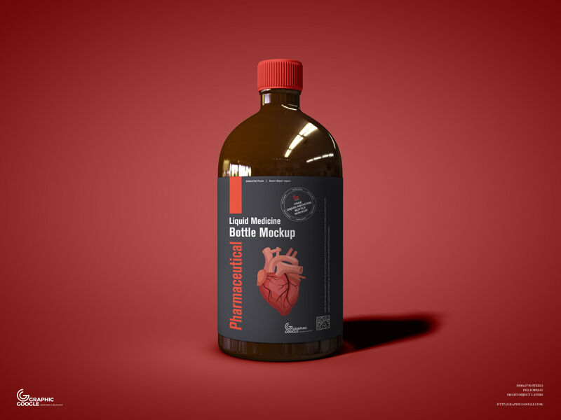 Front View of Pharmaceutical Glass Liquid Bottle Mockup
