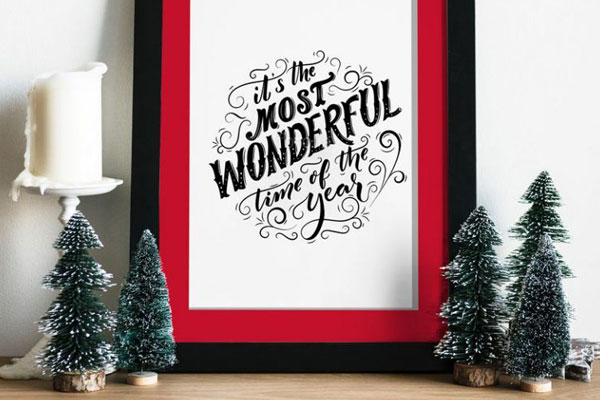 Front View of Photo Frame Mockup for Christmas Related Artworks