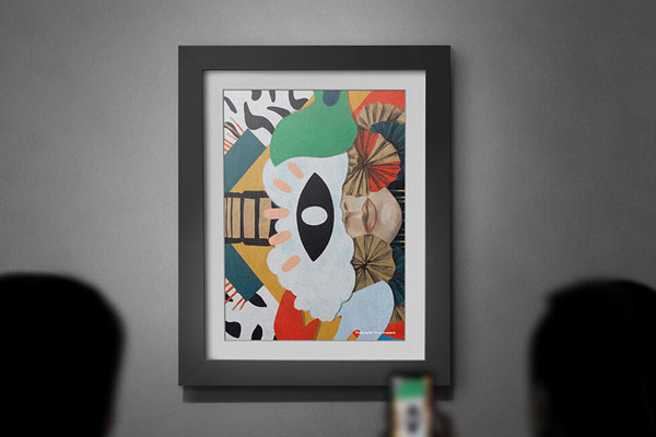 Front View of Photo Frame on Art Gallery Wall Mockup