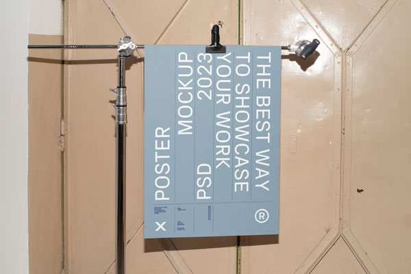 Front View of Poster Hanging Mockup on Tripod