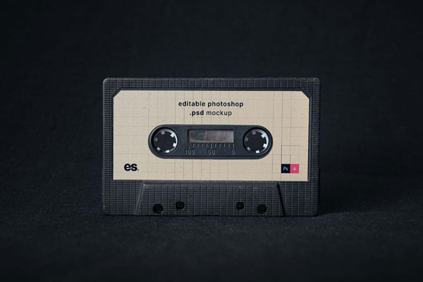 Front View of Real Cassette Tape Mockup