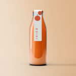 Front View of Realistic Labeled Juice Bottle Mockup