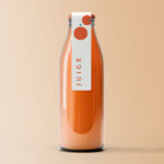 Front View of Realistic Labeled Juice Bottle Mockup