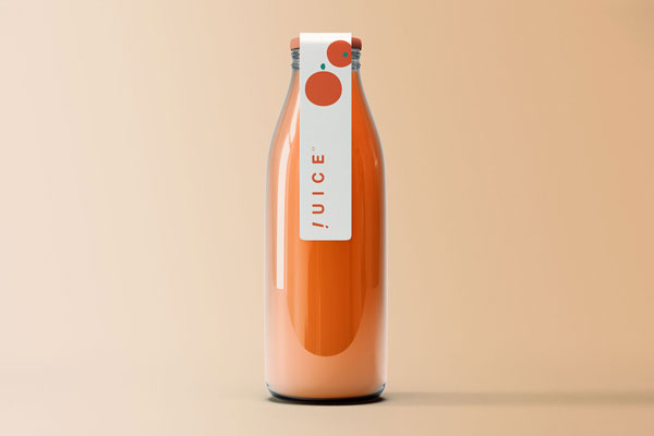 Front View of Realistic Labeled Juice Bottle Mockup