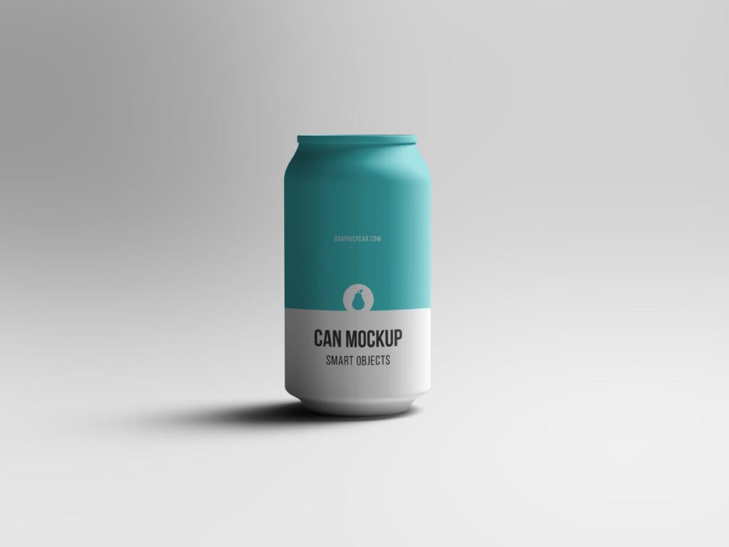 Front View of Realistic Soda Can Mockup