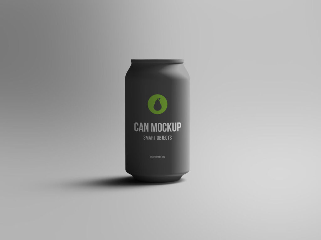 Front View of Realistic Soda Can Mockup