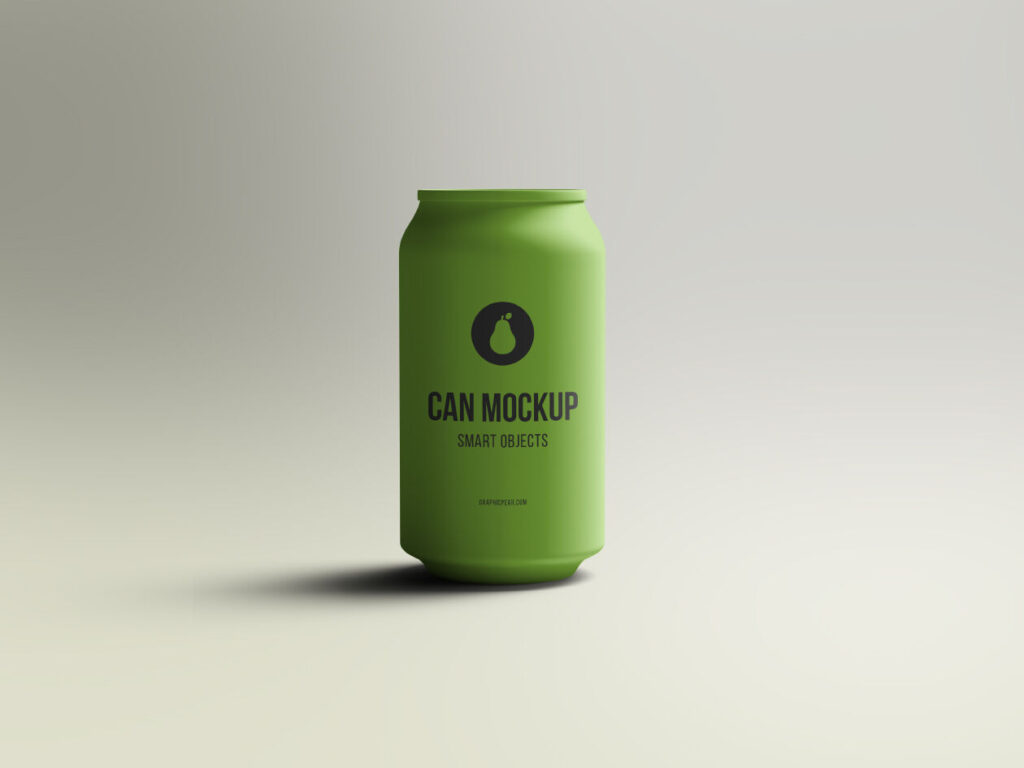 Front View of Realistic Soda Can Mockup