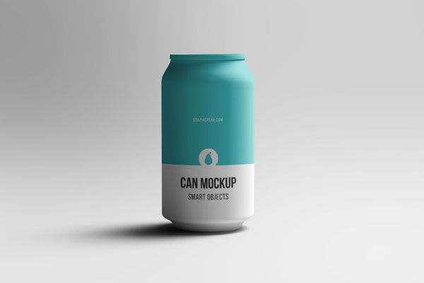 Front View of Realistic Soda Can Mockup