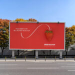 Front View of Rectangular Roadside City Billboard Mockup