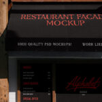 Front View of Restaurant Facade Mockup
