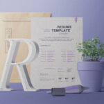 Front View of Resume Paper Mockup and Folder