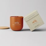 Front View of Round Candle Cup Mockup with Box