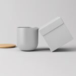 Front View of Round Candle Cup Mockup with Box