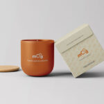 Front View of Round Candle Cup Mockup with Box