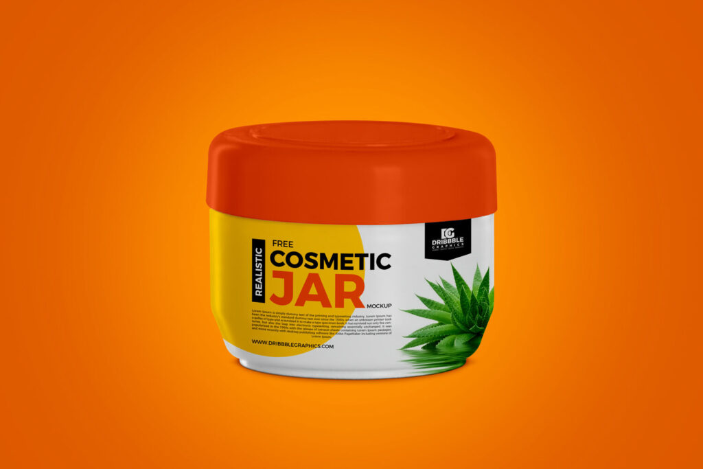 Front View of Round Cosmetic Jar Packaging Mockup