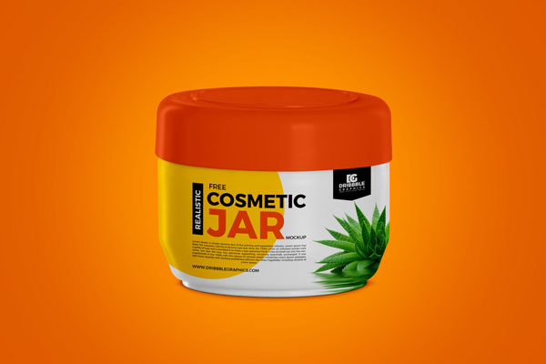 Front View of Round Cosmetic Jar Packaging Mockup