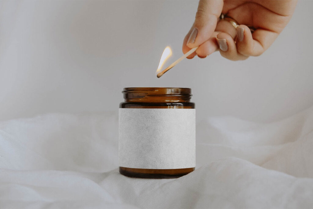 Front View of Round Minimal Light Candle Mockup